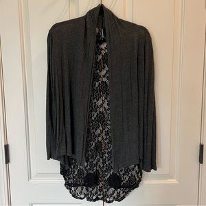 Jason Maxwell Lace Inset Open Cardigan M